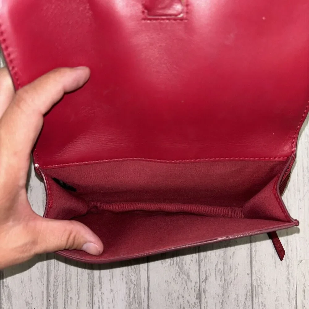 Womens Vintage Fossil Crossbody Red Leather Bag - Picture 5 of 8